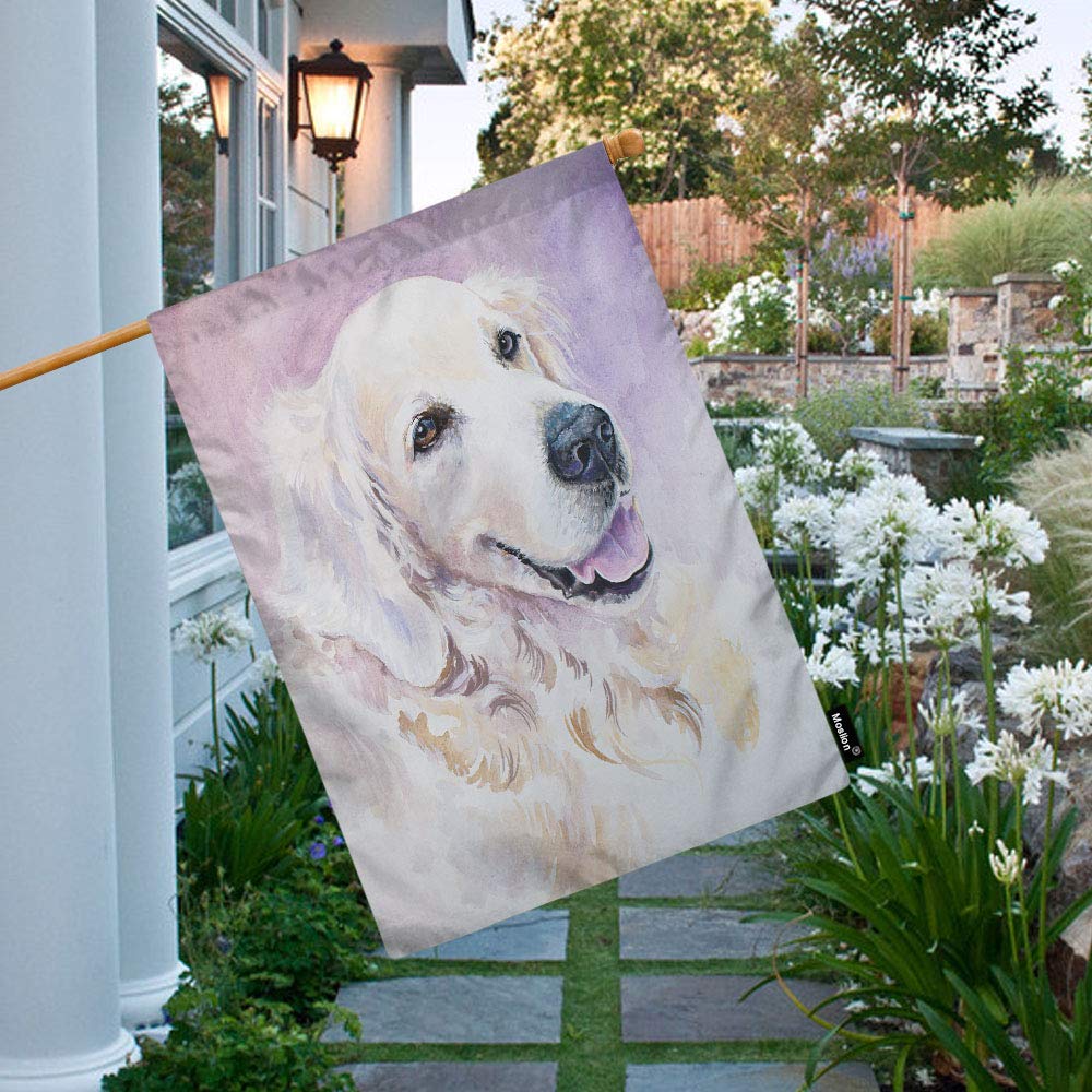 Moslion Golden Retriever Hausflagge 71x101 Cm – Doppelseitig, Aquarell-Design, Baumwollleinen, Wetterfest