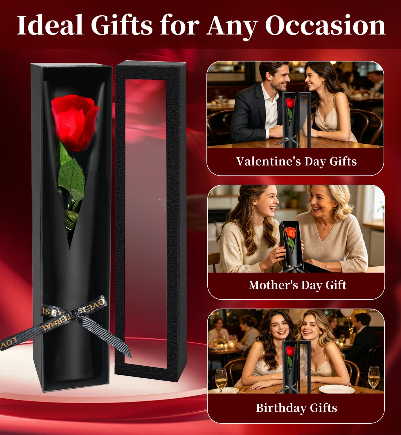 Preserved Flowers for Delivery,Red Rose Bouquets That Last 5 Years,Birthday Flowers Gifts for Women Mom Grandma Wife Friends,Mothers Day Roses Gift,Romantic Floral for Anniversary or Valentine’s Day