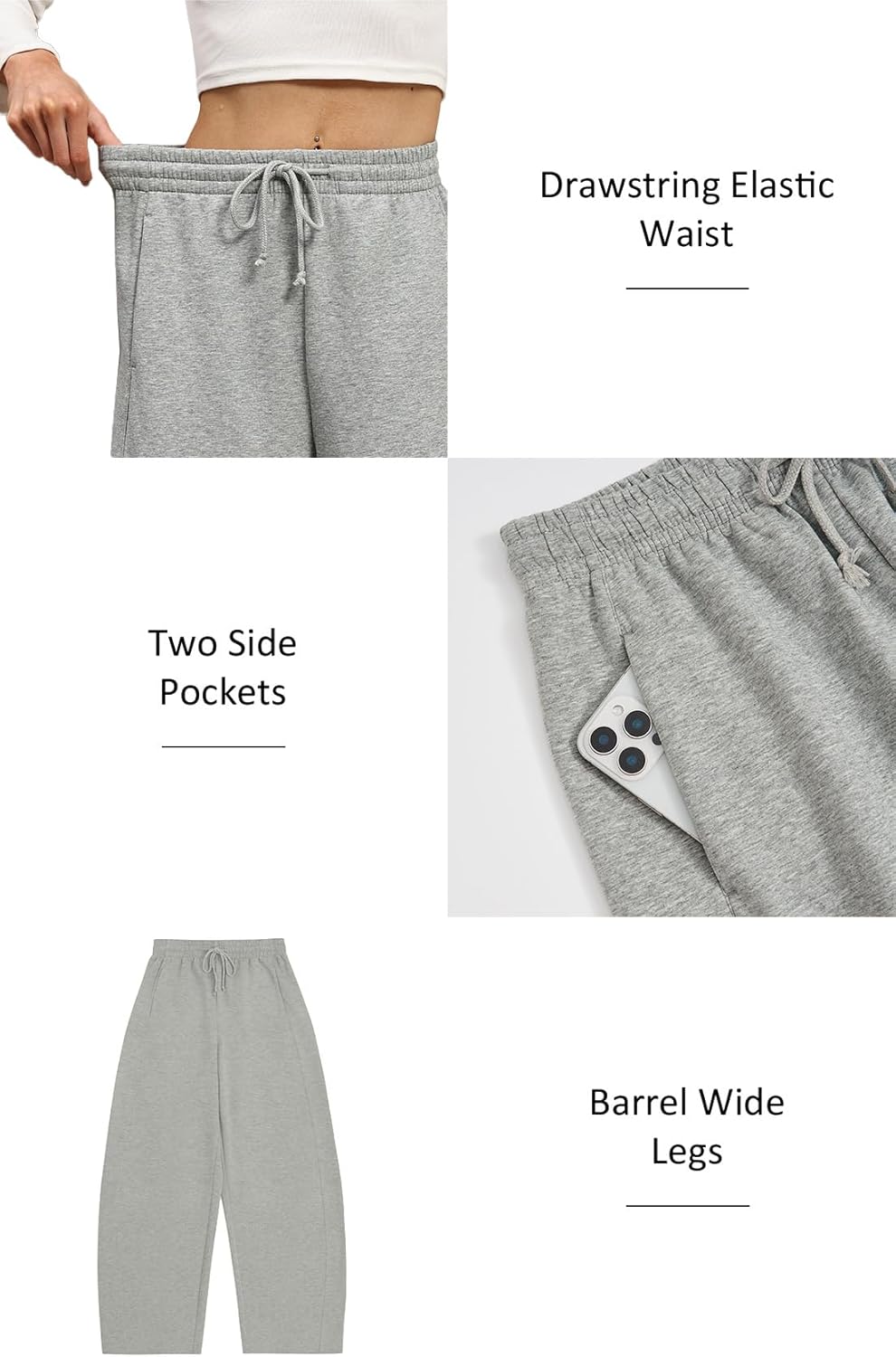 DISCIPBUSH Baggy Barrel Sweatpants Women - Lightweight Tall Long Wide Leg Sweatpants Women Lounge Pants Sweats Barrel Joggers - Image 7