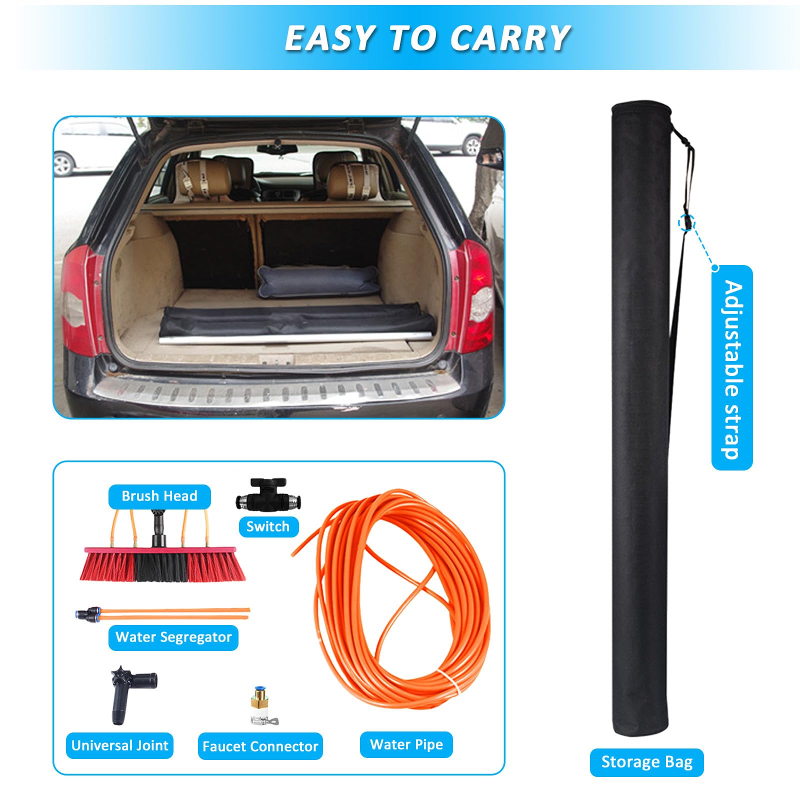 Pértiga de Limpieza de Ventanas Cepillo telescópico Alimentado por Agua Kit de Equipo Profesional de Limpieza de Ventanas Limpiador Extensible Limpieza de techos de Inver