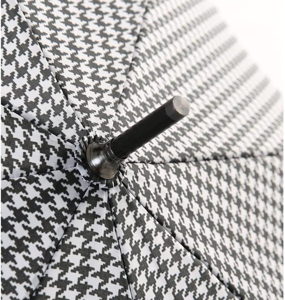 Windproof Umbrella Strong Umbrellas Umbrella Rainproof Large Canopy Stick Umbrella Houndstooth Windproof J Hook Handle Cane Umbrella Umbrellas for Rain (Color : C, Size : 86CM)