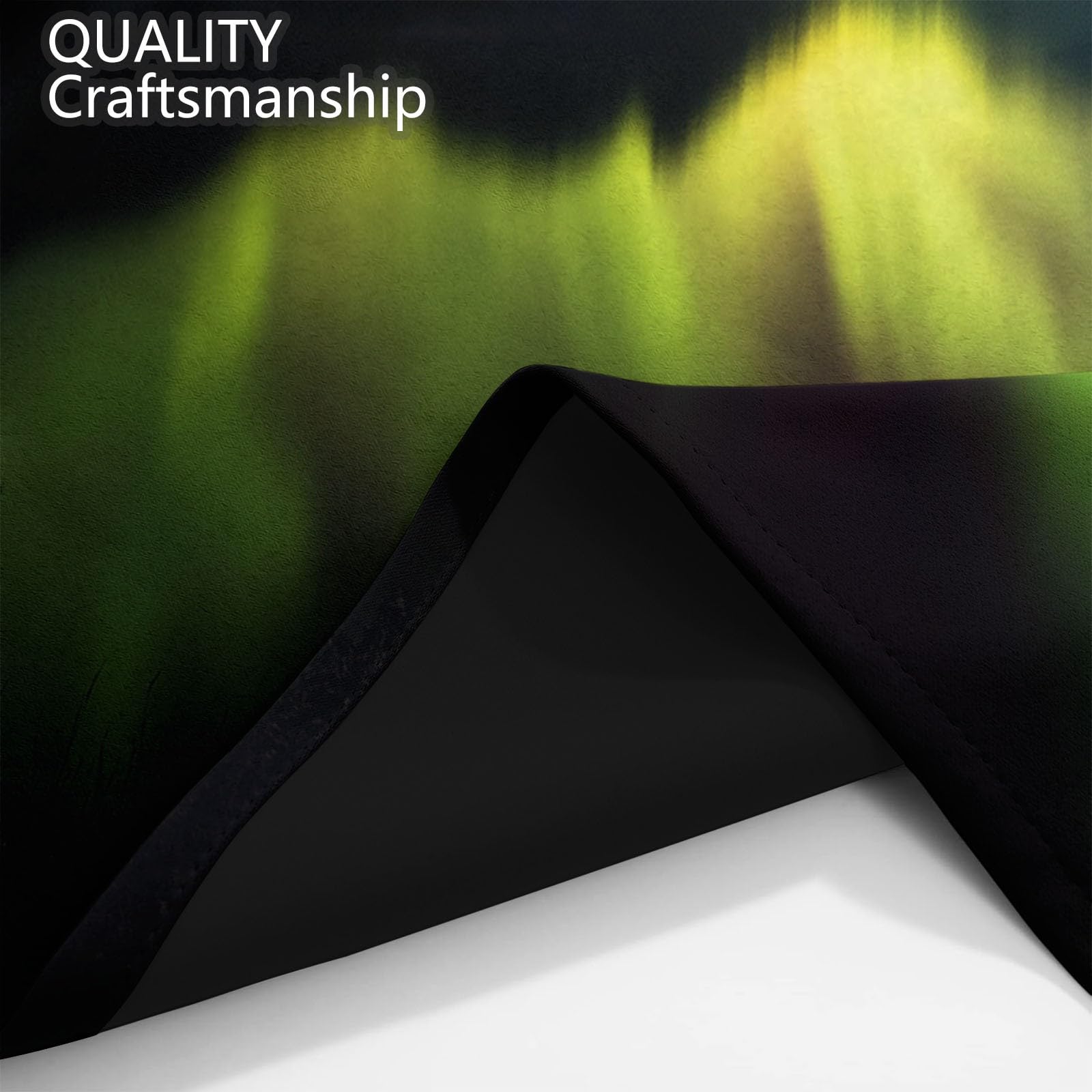 Grün Blickdicht Vorhänge für Wohnzimmer Nordlichter Seeblick Verdunklungsvorhang mit Ösen, Blickdicht Gardinen Thermovorhang für Schlafzimmer Deko 2er Set, H 260 x B 140 cm