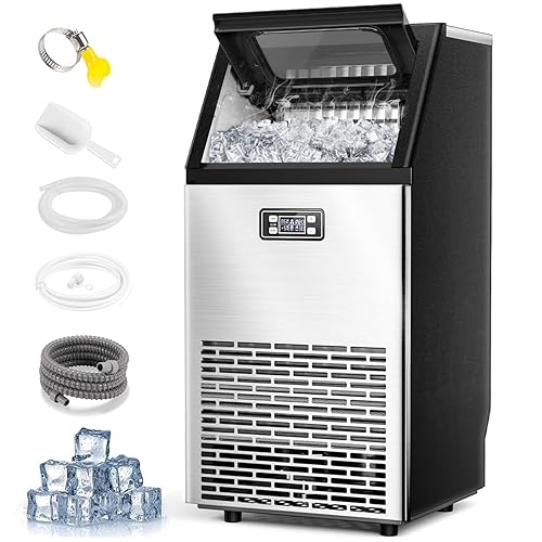 Joy Pebble V2.0 - Máquina de hielo comercial, 100 libras, 2 vías de adición de agua, máquina de hielo autolimpiante, máquina de hielo con