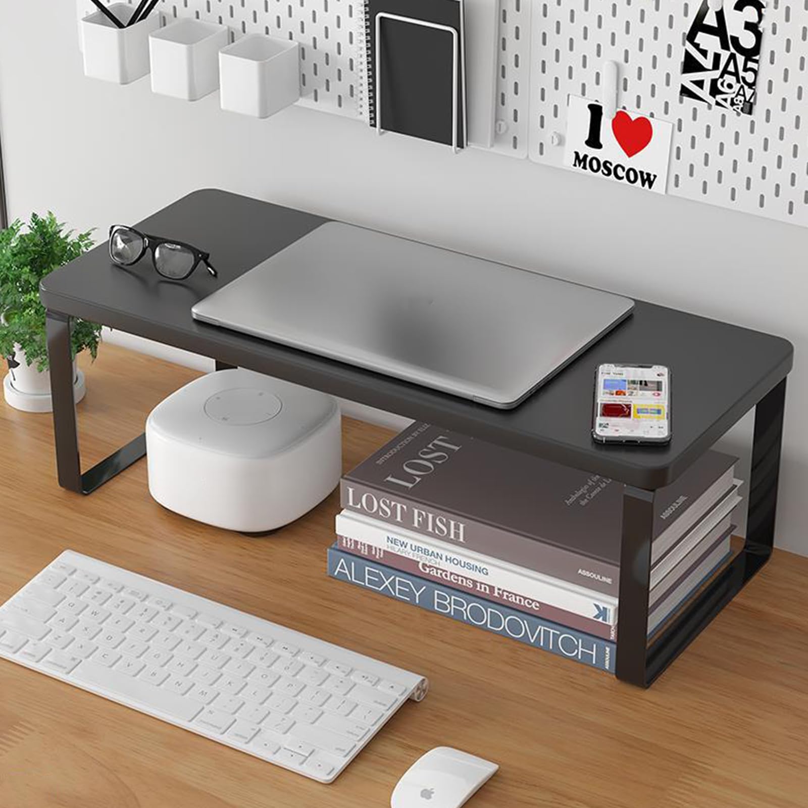 Monitor Riser Aothia Large Riser, Solid Wood UK Dual Monitor Stand