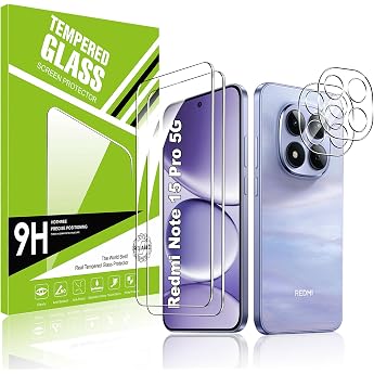 Effcotuo Screen Protector for Xiaomi Redmi Note 15 Pro 5G for Tempered Glass Camera Screen Protector 9H Hardness Screen Protector Film Anti-Scratch Ultra Thin Screen Protector