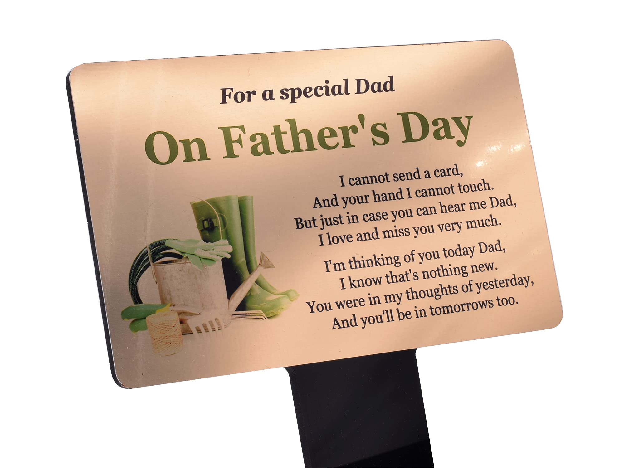 Origindesigned Gold New For A Special Dad On Father's Day - Memorial Plaque With Stake, Gardening Illustration & Poem