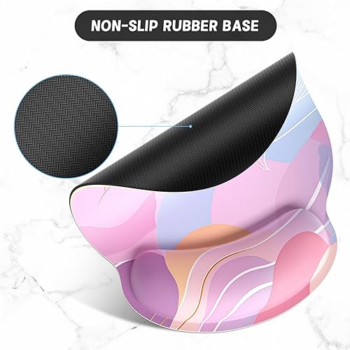 Miniatura 10 de ITNRSIIET Juego de alfombrilla de mouse y posavasos, alfombrilla ergonómica para mouse con soporte para la muñeca, base de goma antideslizante,