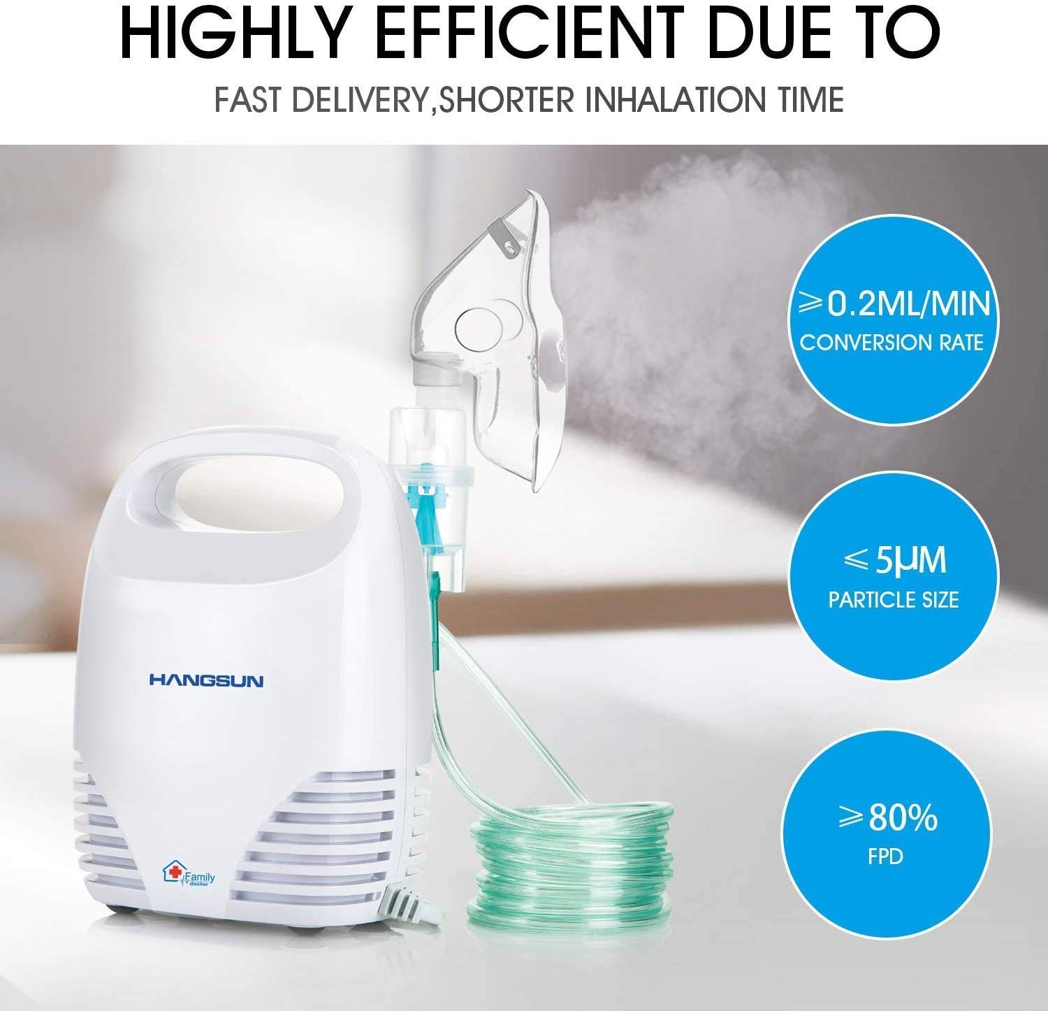 Hangsun Inhalateur Enfant Electrique CN560 Nébulisateur Compresseur Bebe Nasal Pour Tous les Ages