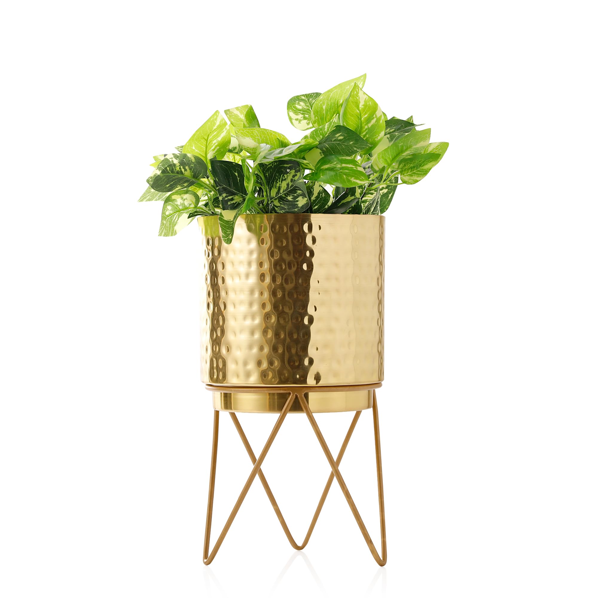 HomeShastra® Elle Gold Hammered Metal Planter with Stand | 13.5 Inch (Height) by 7.5 Inch (Dia) | Planters for Living Room, Bedroom Decor (Pack of 1) (B0CTR13T4W) Amazon Price History, Amazon Price Tracker