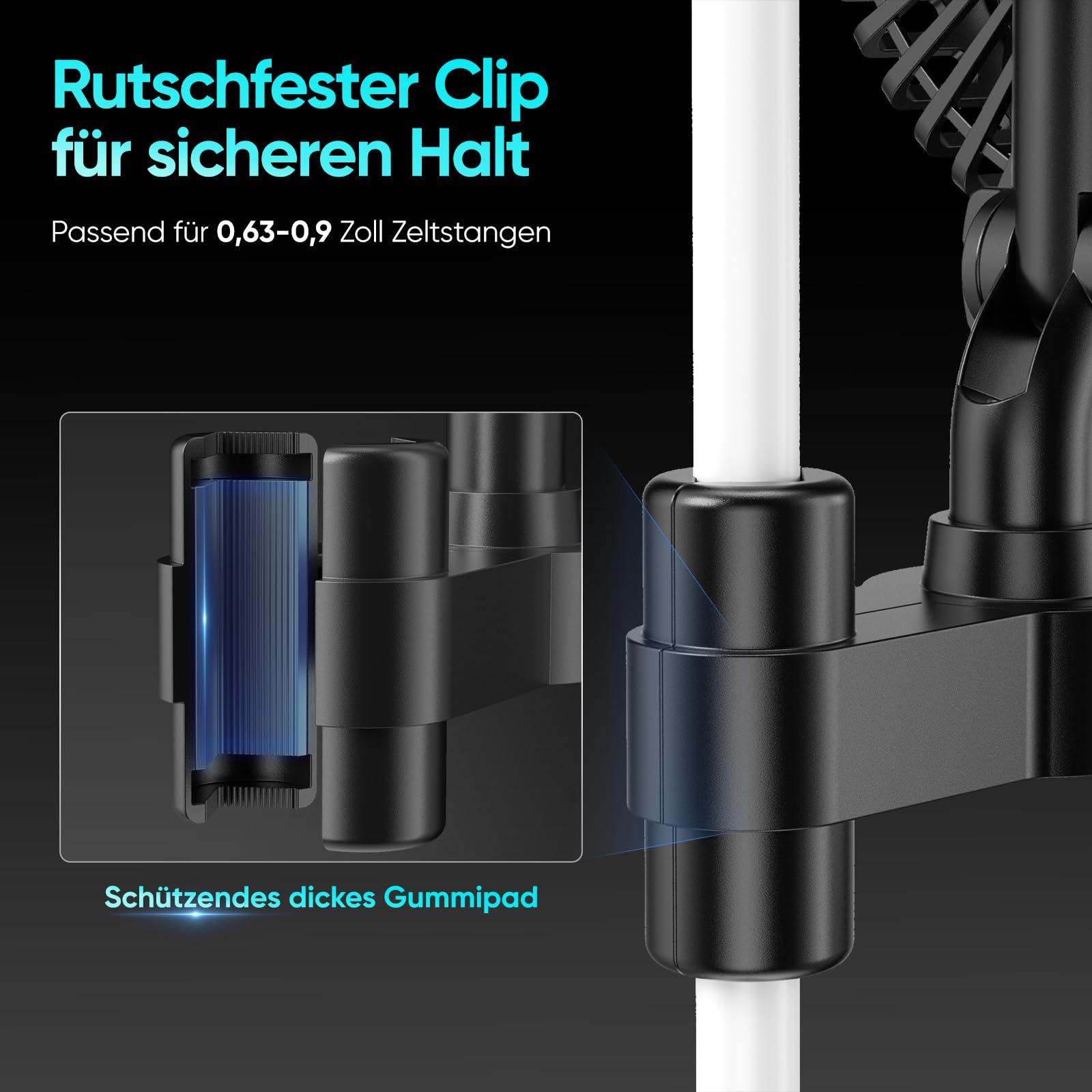 Ventilatore a 4 livelli da 10 W con clip: oscillazione automatica a 45° e inclinazione a 90°, 2200 giri/min, max 32DBA silenziosa con clip per Growbox con durata di 50.000 ore, ventola di serraggio