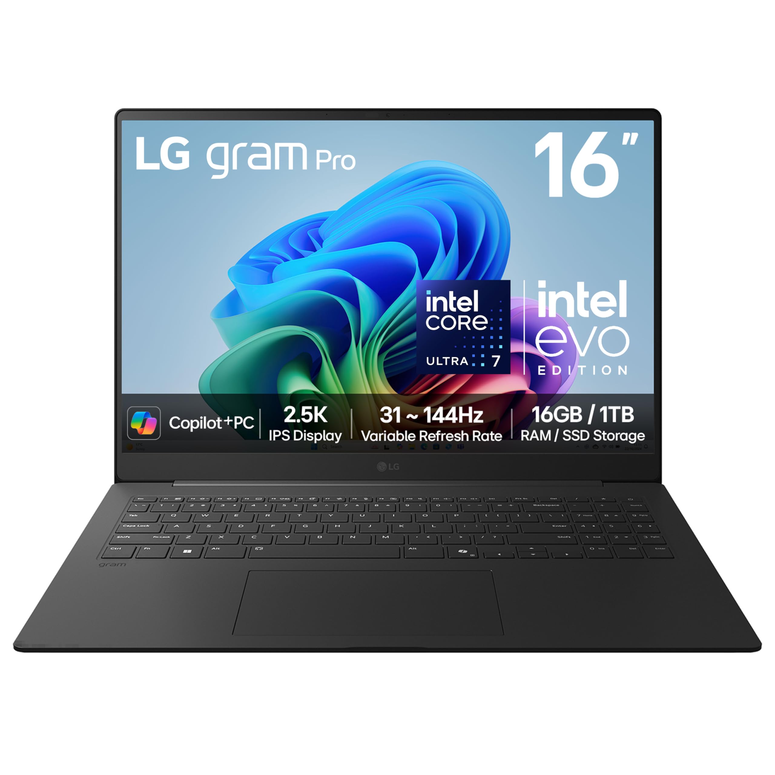 LG gram Pro 16Z90TS - 16 Inch 2.5K IPS Ultra-Lightweight Laptop, Intel Core Ultra 7 256V 47TOPS NPU - EVO Edition, 16GB RAM, 1TB SSD, Windows 11 Home, gram Hybrid AI, Copilot+ PC, Metal Grey (2025)