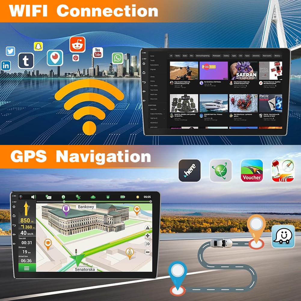 Autoradio 9" with Android 13 con 2G + 32G Navi di ricambio per Ford Fiesta MK6 2008-2016, supporta Android Auto Wireless Carplay, WiFi Bluetooth 4.0 GPS DSP USB
