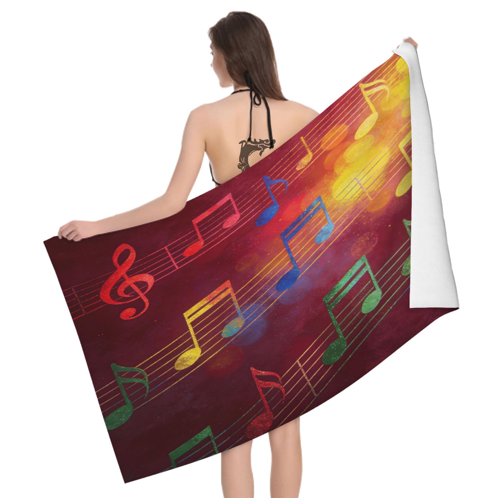 Leichong 3D Staff Beach Towel Large Microfiber Soft Quick Dry for Adults, Art Style Bath Towel Lightweight Soft Absorbent for Travel Swimming Pool Sports, 80 x 160 cm
