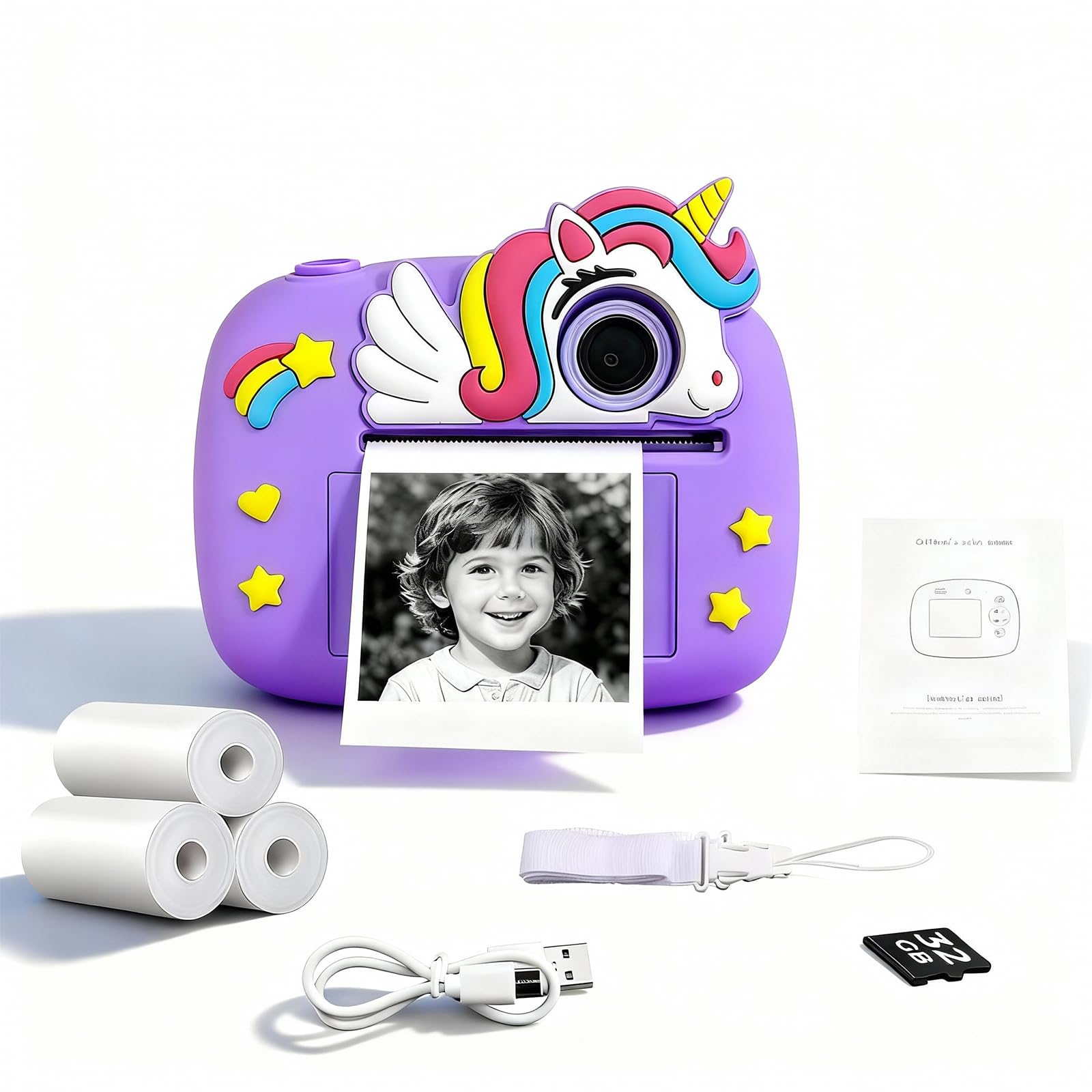 Cute Instant Print Camera for Kids – Perfect Birthday for Girls and Boys Age 3-12, Fun HD Digital Video Camera Toy with 32GB SD Card, Pink (Unicorn, Pink)