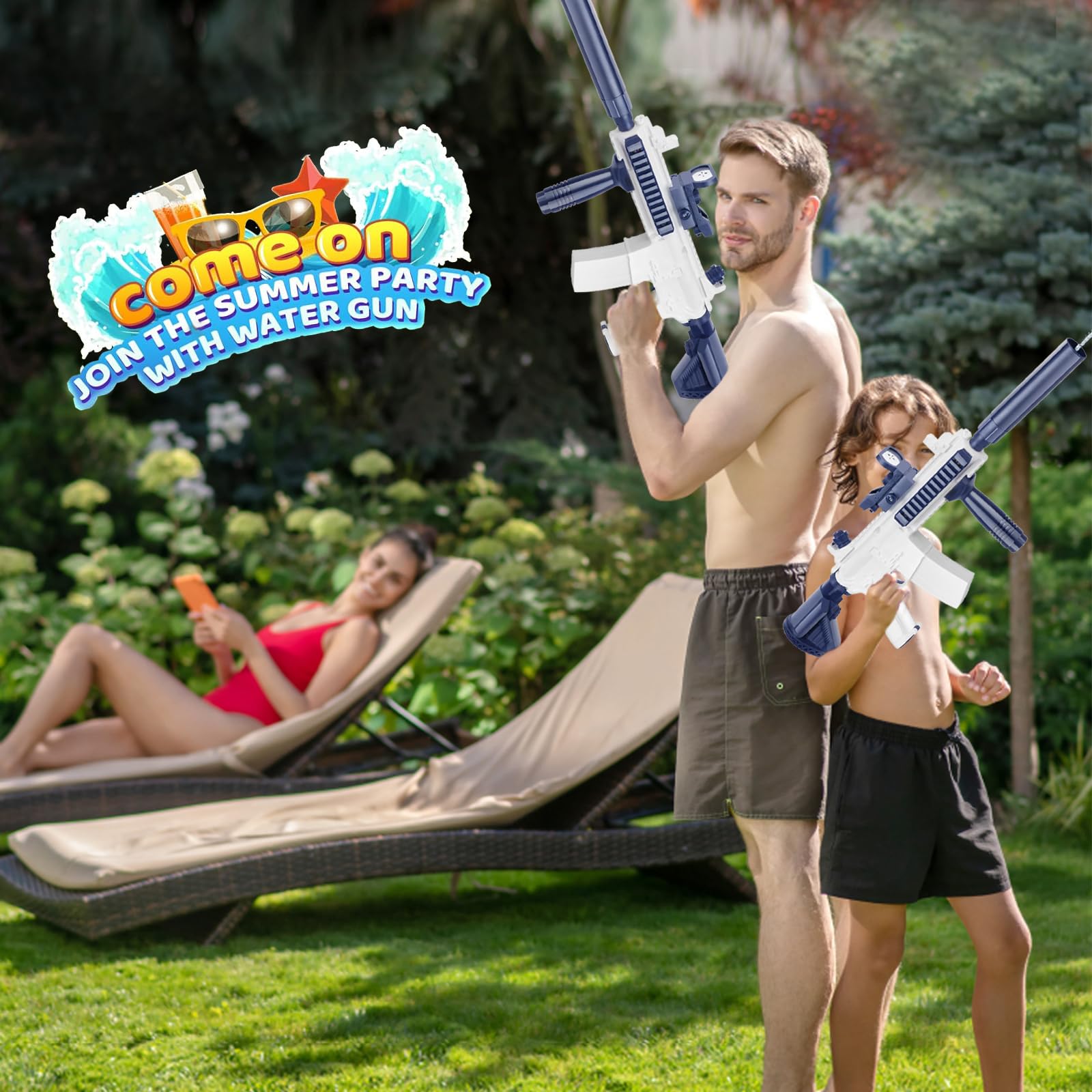 Pistola De Agua Eléctrica De Gran Capacidad Para Adultos Y Niños – Ideal Para Verano, Piscina, Playa Y Fiestas Al Aire Libre, Disparo Automático Con Solo Presionar Un Botón