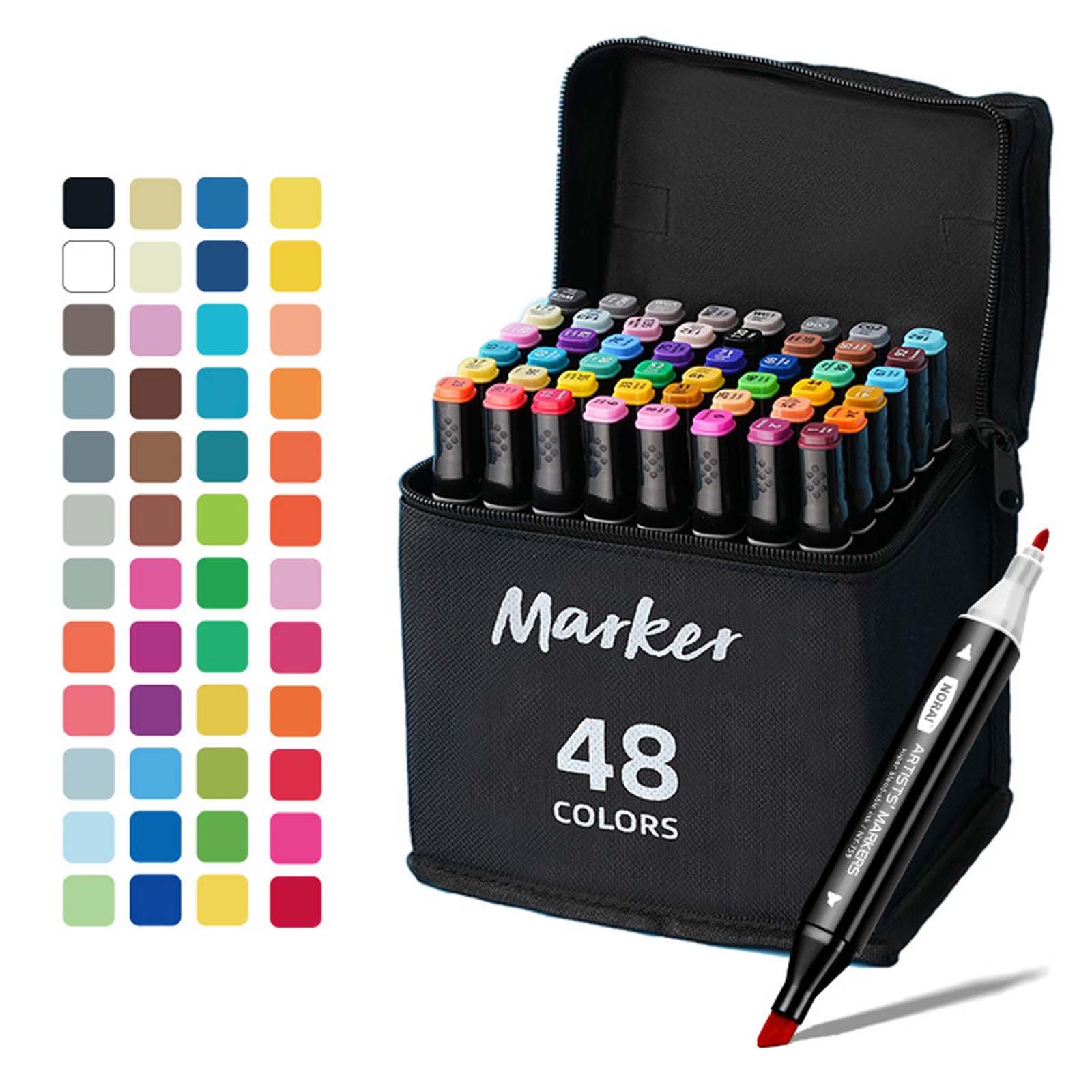 CARTOSPEDÌA 48 Pennarelli Brush Doppia Punta Kukajoy Color Duo – Punta Brush e Scalpello 1–6 mm – Set Professionale per Disegno, Coloring, Lettering e Design con Custodia