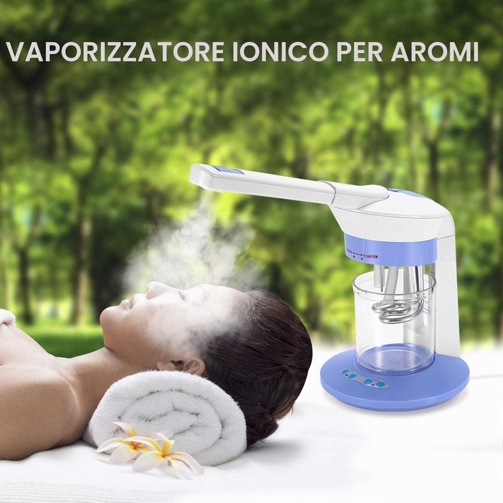 Vaporizzatore Facciale Ozono Ionico con Rotazione 360°, Aromaterapia e Speg | Dispositivo in ABS per pulizia profonda, idratazione e controllo , ideale per uso domestico con oli essenziali, vapo
