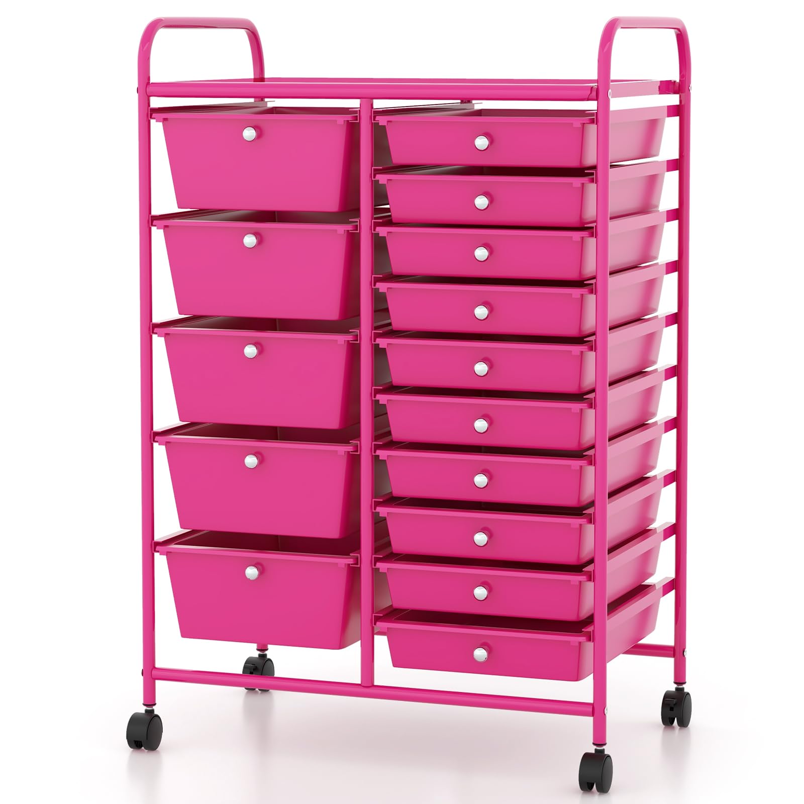 COSTWAY 15 Drawer Rolling Storage Cart, Mobile Storage Organizer