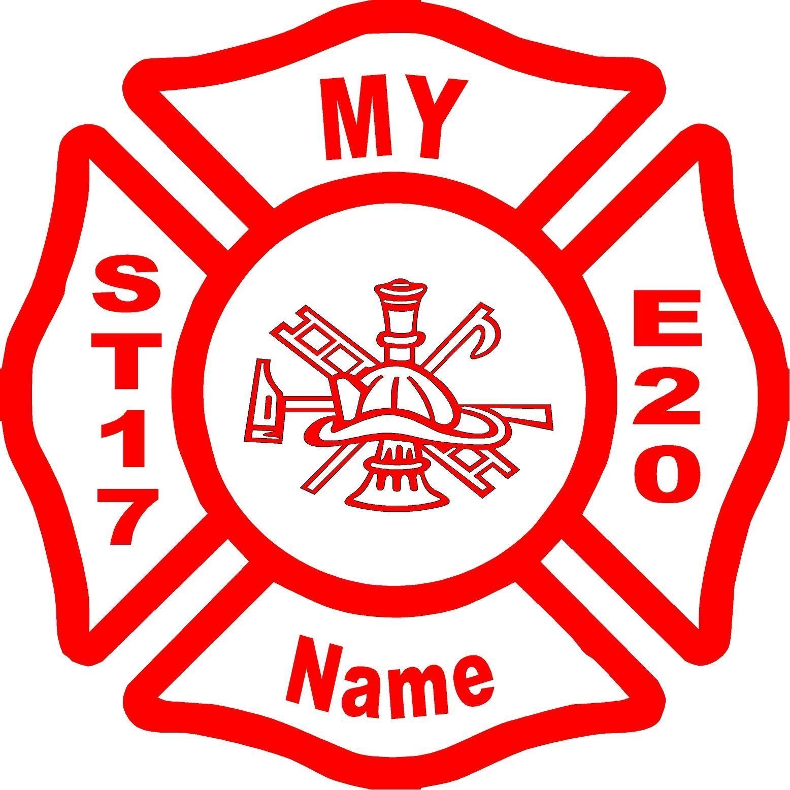 Firefighter Fireman Fire Department Maltese Cross Man cave fire station Customization Removable Wall art Decals graphics