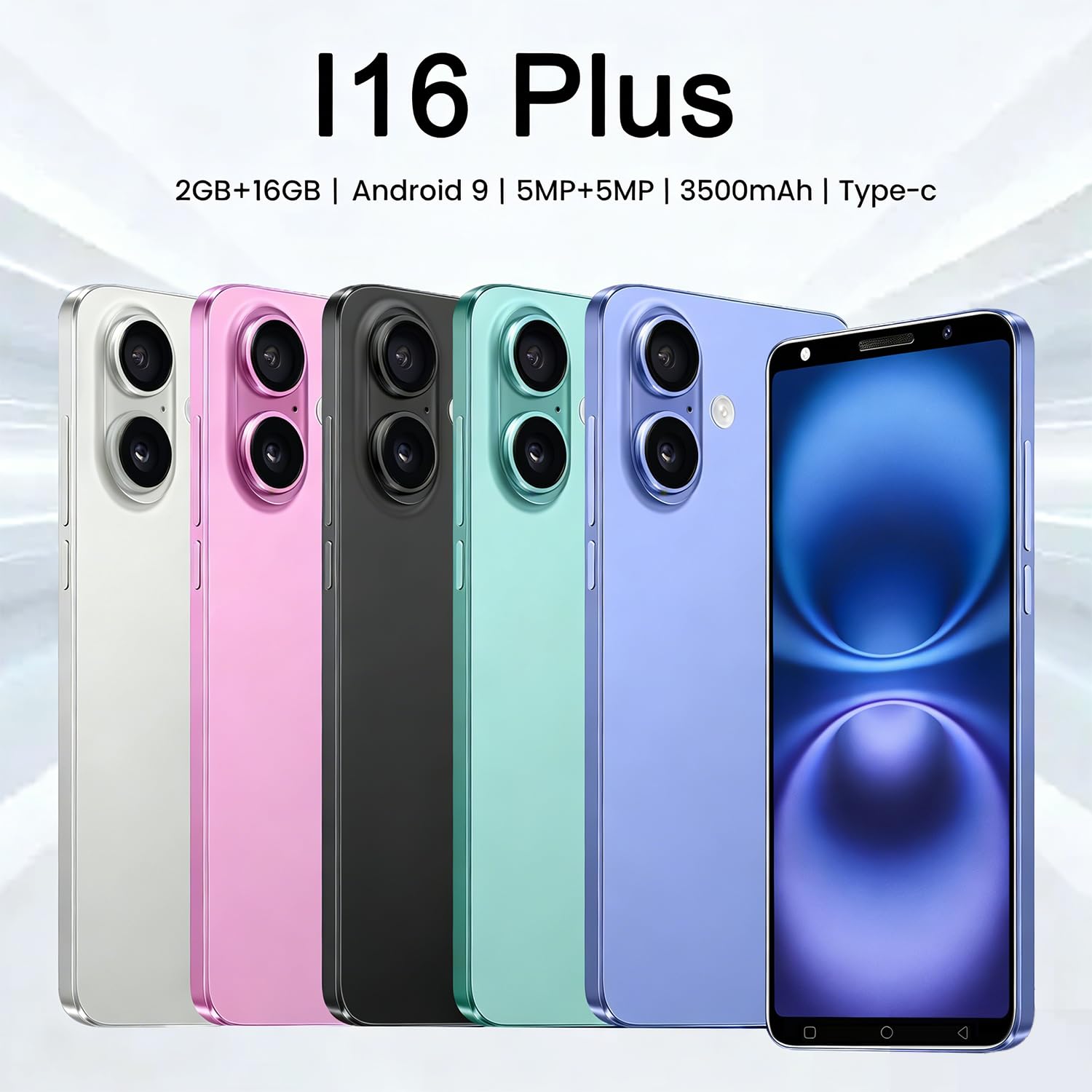 Smartphone Económico con Pantalla HD Incell 5.0", 2GB RAM 16GB ROM, Android 9.0, Carga Tipo C, Batería 3500mAh, Desbloqueo Facial, Teléfono Móvil Dual SIM (Green)