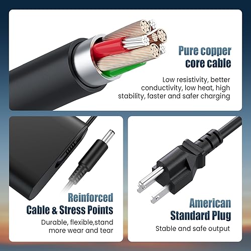 Miniatura 5 de Cargador para portátil de 65 W y 45 W compatible con Dell Inspiron 11, 13, 14, 15, 17, 3000, 5000, 7000, serie N5110, N5010, N7010, N4010, 14, 3421,