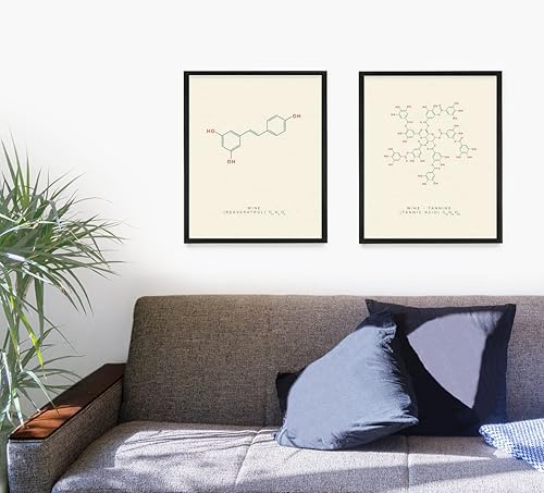 Miniatura 2 de Wine Molecule Poster Print - Scientific Wall Art - Kitchen House Home Décor - Housewarming Gift - Set of 2 11 x 14 Unframed Art Prints