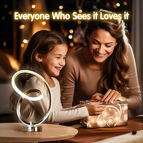 Miniatura 7 de Lámpara de mesa moderna, lámpara de mesa en espiral de diseño minimalista con 10 modos de luz RGB, moderna lámpara de mesita de noche con control