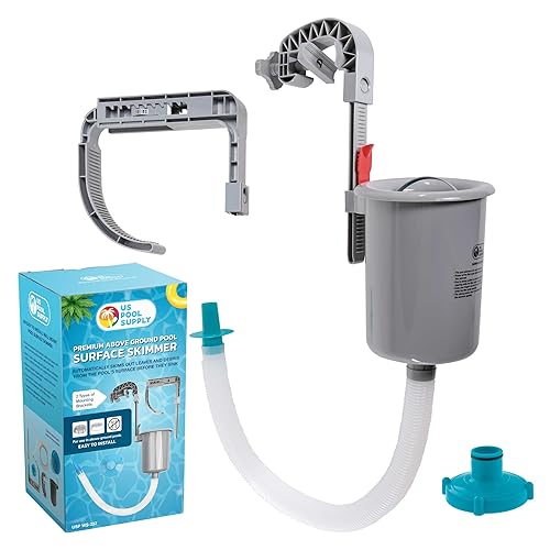 U.S. Pool Supply Pool Skimmer - Above Ground Pool Skimmer, Floating Pool Surface Skimmer, Pool Accessories - Clean Debris Basket, Wall Mount, Attaches to Inflatable Collars, Tubular and Metal Frames
