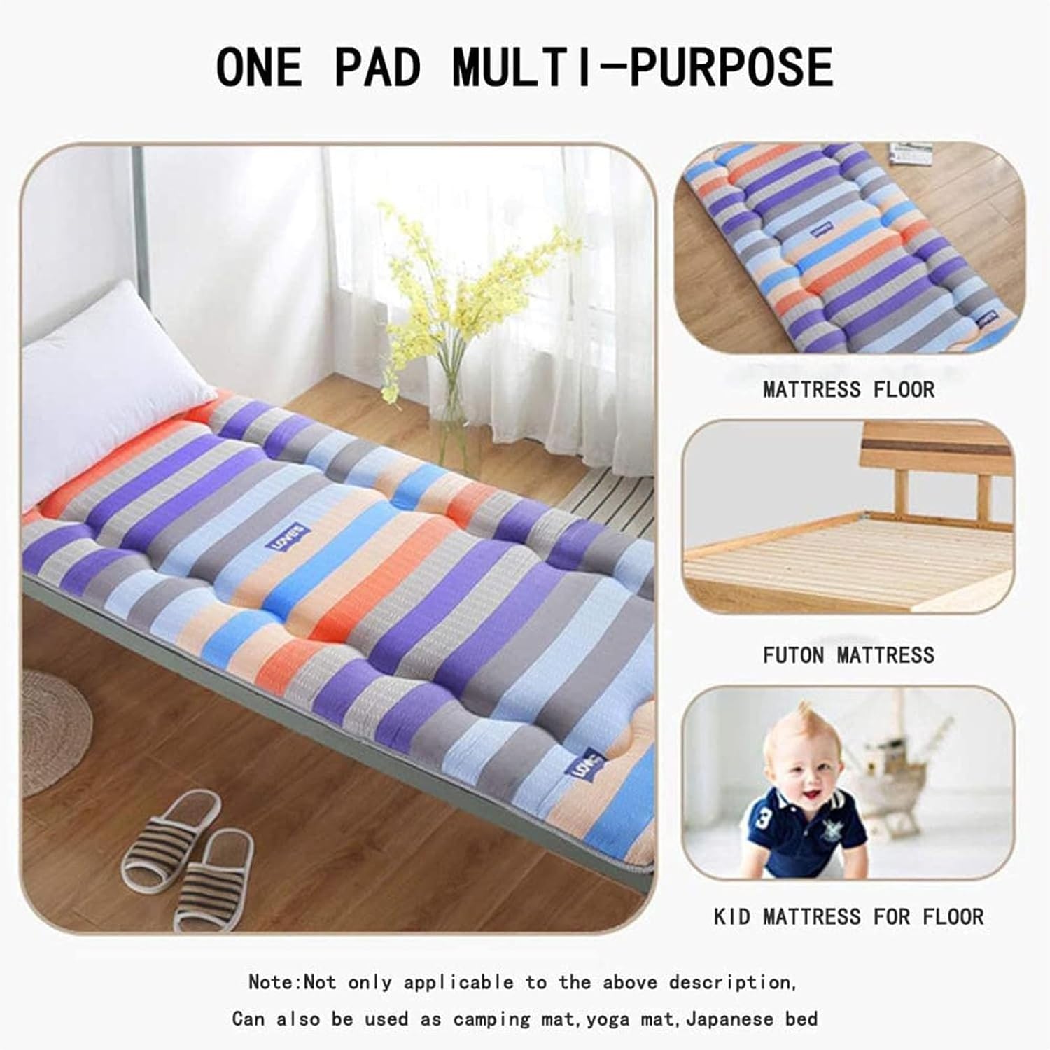 4cm Thick Japanese Futon Mattress Foldable Tatami Floor Mat Non Slip Portable Sleeping Pad for Dormitory Adults Home Camping Soft Breathable Durable