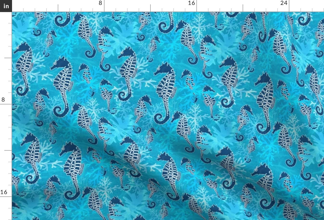 Spoonflower Fabric - Seahorse Dreams Nautical Sea Life Tropical Beach Ocean Coral Printed on Minky Fabric by The Yard - Sewing Baby Blankets Quilt Backing Plush