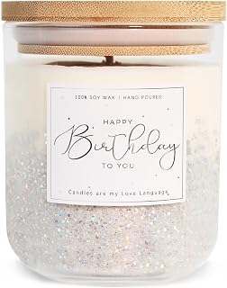 Birthday Gifts for Women-11oz Vanilla Scented Candle with Silvery Glitter, Handmade Mom Birthday Gifts, Gift for Friends, Sister