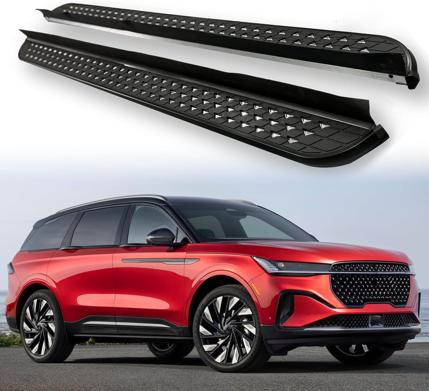 2Pcs Running Boards Side Steps Pedal Nerf Bars Fits for Lincoln Nautilus 2023 2024 2025 Black Nerf Bar