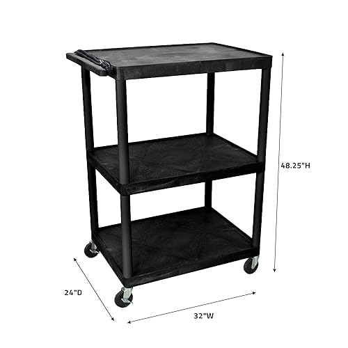Miniatura 3 de LUXOR LP48E-B - Carrito AV de 48" H - Tres estantes eléctricos