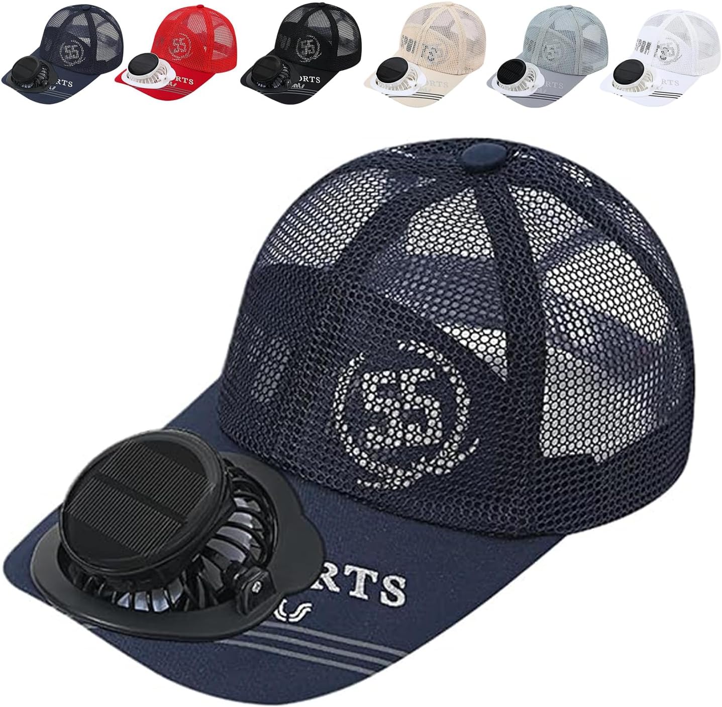 Solar Powered Baseball Cap with Built-in Fan, Breathable Mesh Panels, Lightweight, USB Rechargeable, Ventilated Sports Hat Sun Protection Cooling Cap for Outdoor Work, Cycling, Hiking