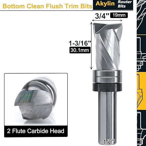 Miniatura 2 de Brocas de carburo sólido en espiral para enrutador de 12 pulgada, broca de compresión CL de 1-316 pulgadas, corte hacia arriba y hacia abajo para