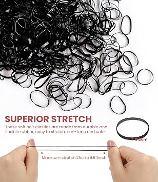 500pcs Small Elastic Hair Bands, Hair Bands Suitable for Women and Children With Braided Hair - Black