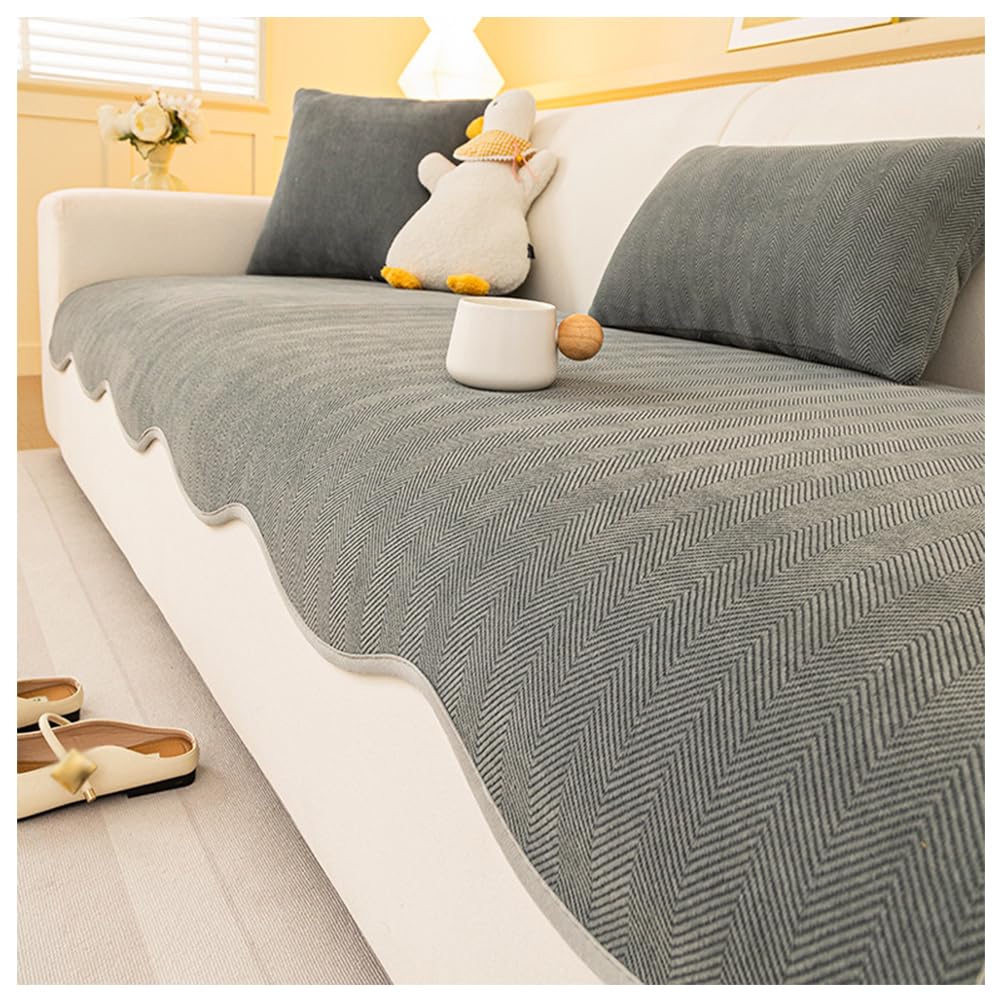 SPXMQSS Couch Covers for Sectional Sofa, Chenille Couch Seat Covers, Super Soft Sofa Slipcover 1/2/3/4 Seater Universal Non-Slip Corner Sofa Cover E 30x50cm