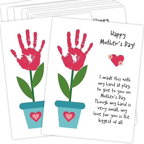 Pack of 10 Mother's Day Handprint Art Craft, 8.5x11 Inch