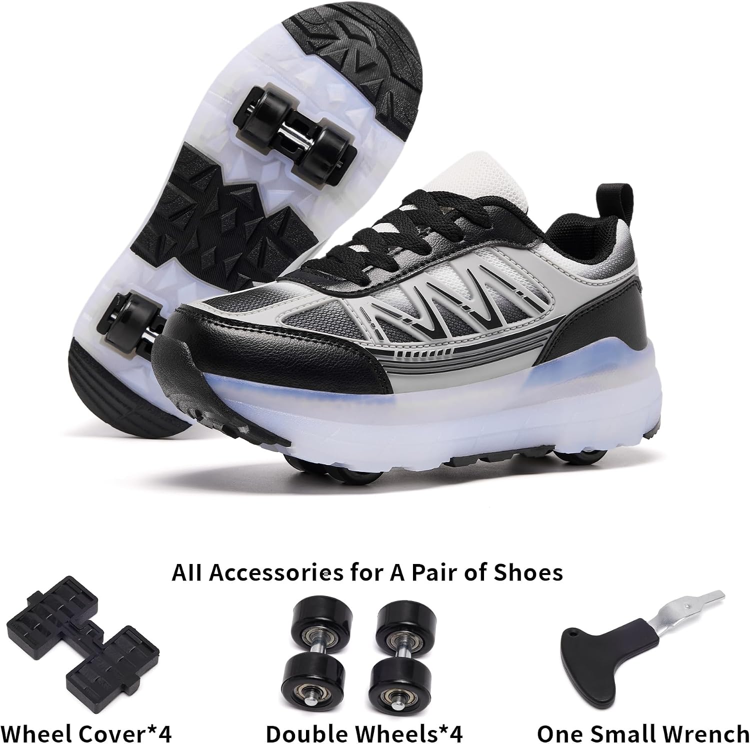 Roller Skate Shoes for Girls Boys Kids Detachable Sneakers with Wheels Fashion Wheeled Shoe