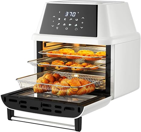 Amazon.com: COSTWAY Horno freidora de aire 8 en 1, multifuncional  programable 19 cuartos de galón con 10 accesorios, asador, 8 recetas  preestablecidas, pantalla táctil digital LED, ventana de visualización,  1800 W (blanco) : Hogar y Cocina