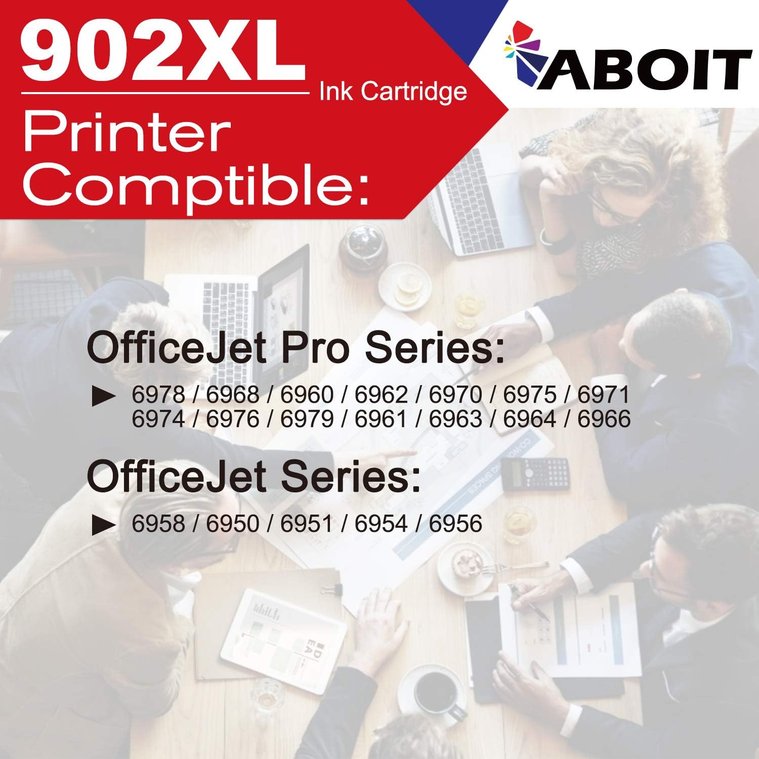 ABOIT Compatible Ink Cartridge Replacement for HP 902XL 902 XL Ink to use wtih Officejet Pro 6978 6968 6958 6960 6962 6954 Printers (Black, Magenta, Cyan, Yellow, 4 Pack)