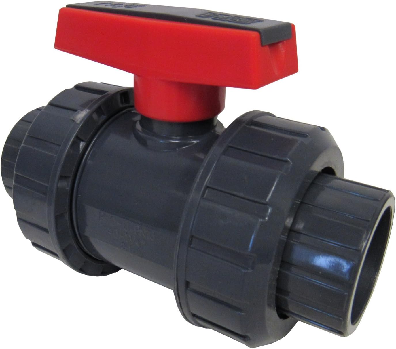 ERA Sch 80 PVC 2-1/2 Inch True Union Ball Valve, Socket Connection, Full Port, EPDM O-Rings, 150 PSI Working Pressure