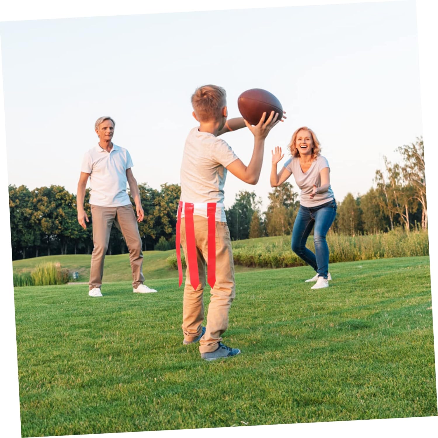 1Set Adjustable Football Flag Belt for Youth and Adults Includes Belts and Flags for Outdoor Fun Family Gatherings and Non Contact