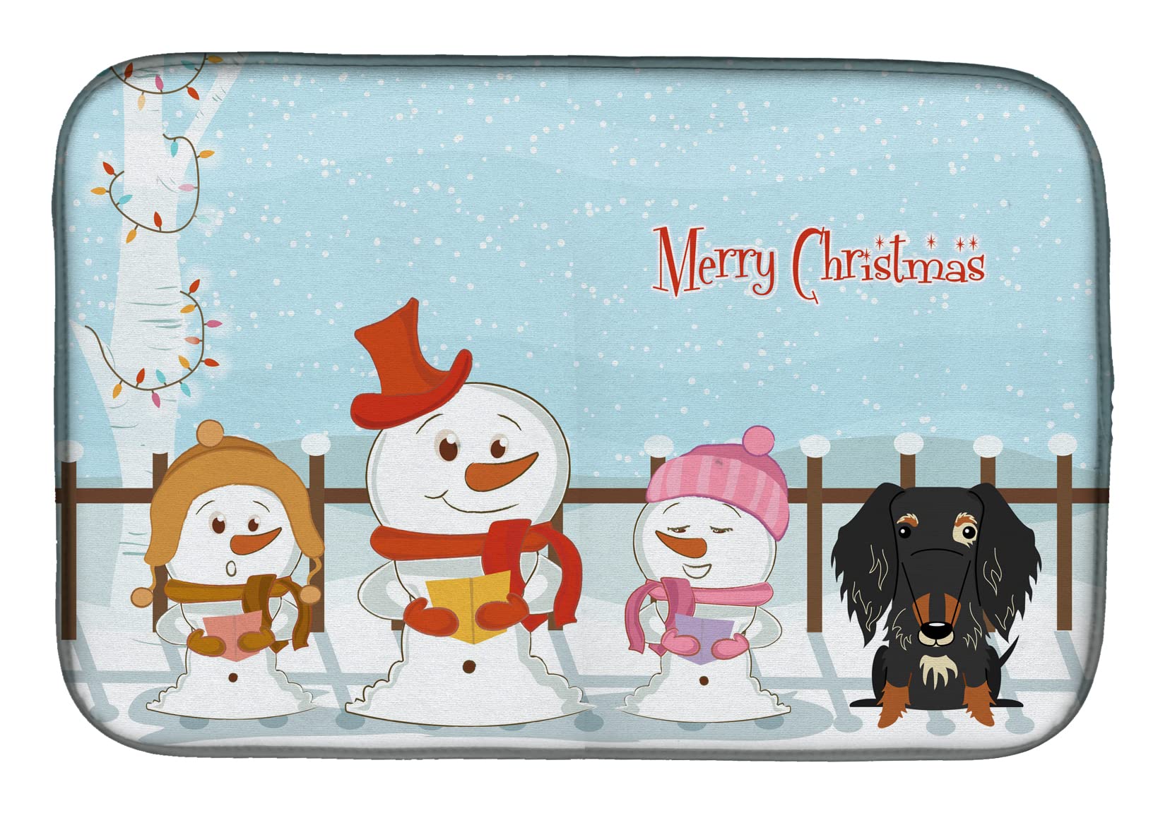 Tapis d'égouttoir à vaisselle absorbant et déco avec motif teckel multicolore