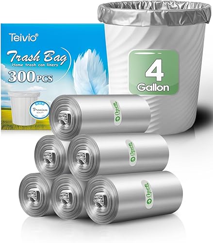 Miniatura 9 de 10 Gallon 60 Counts Strong Trash Bags Garbage Bags by Teivio, Bathroom Trash Can Bin Liners, Plastic Bags for home office kitchen, Clear