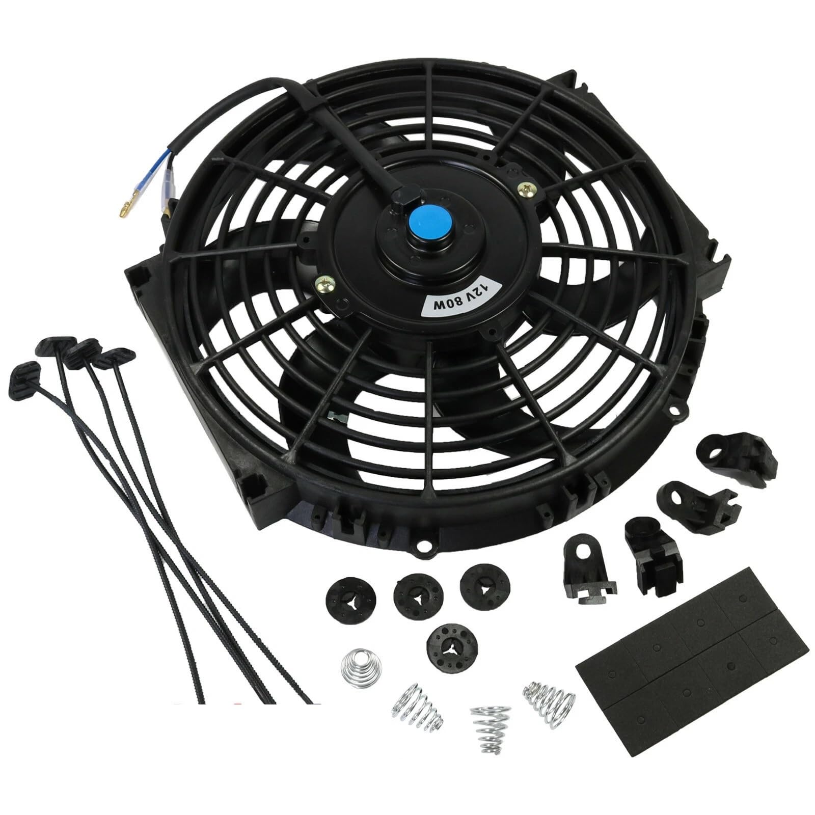 Ventilateur Électrique Universel pour Radiateur de Voiture 25cm 10 pouces 12V 80W 953m³/h Ventilateur de Radiateur Silencieux Pales Courbées Système de Refroidissement de Voiture Moto Bateau VTT