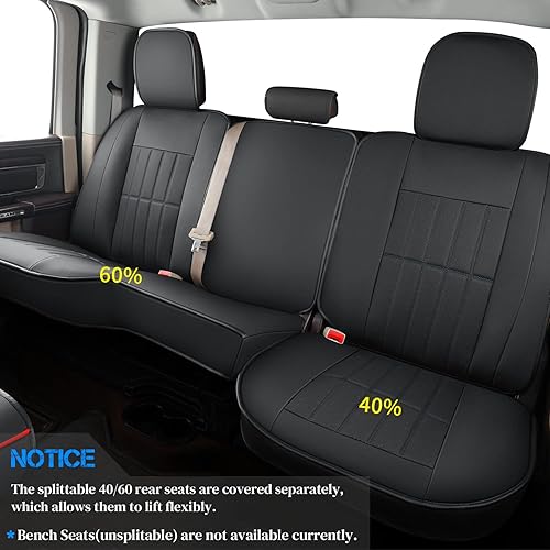 Miniatura 3 de Truckiipa - Juego de fundas para asiento de automóvil, fundas de cuero y de cobertura completa para asientos de camioneta de cabina extendida y mega