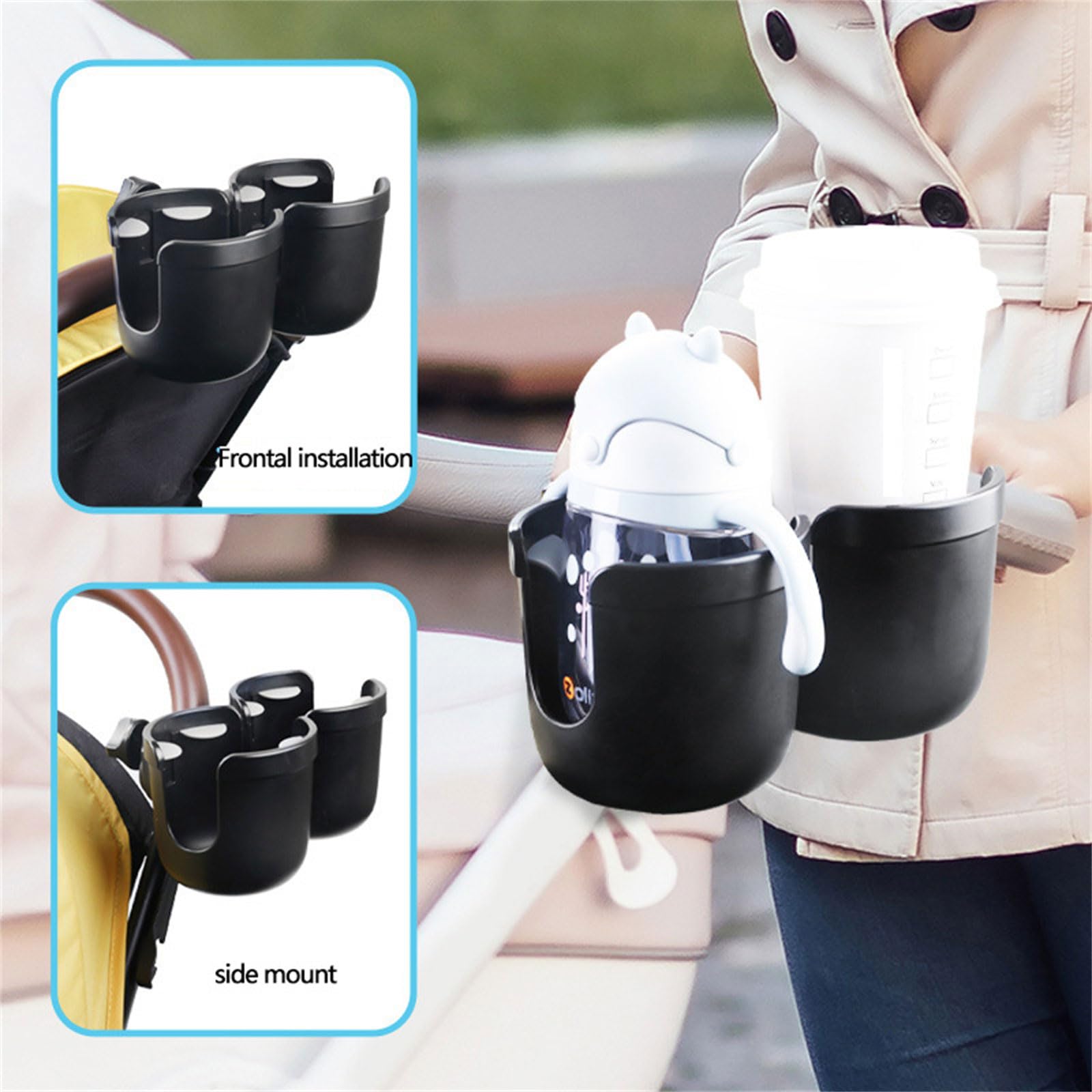 Porte-gobelet multifonction portable à clipser pour tricycles et landau