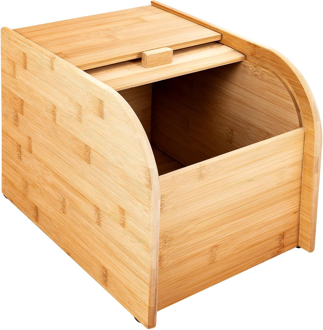 22.05lbs Bamboo Rice Storage Container, Large Dry Storage Rice Container Box, Wooden Cereal Grain Soybean Flour Storage Dispenser with Sliding Lid and Rice Cup for Home Kitchen Restaurant