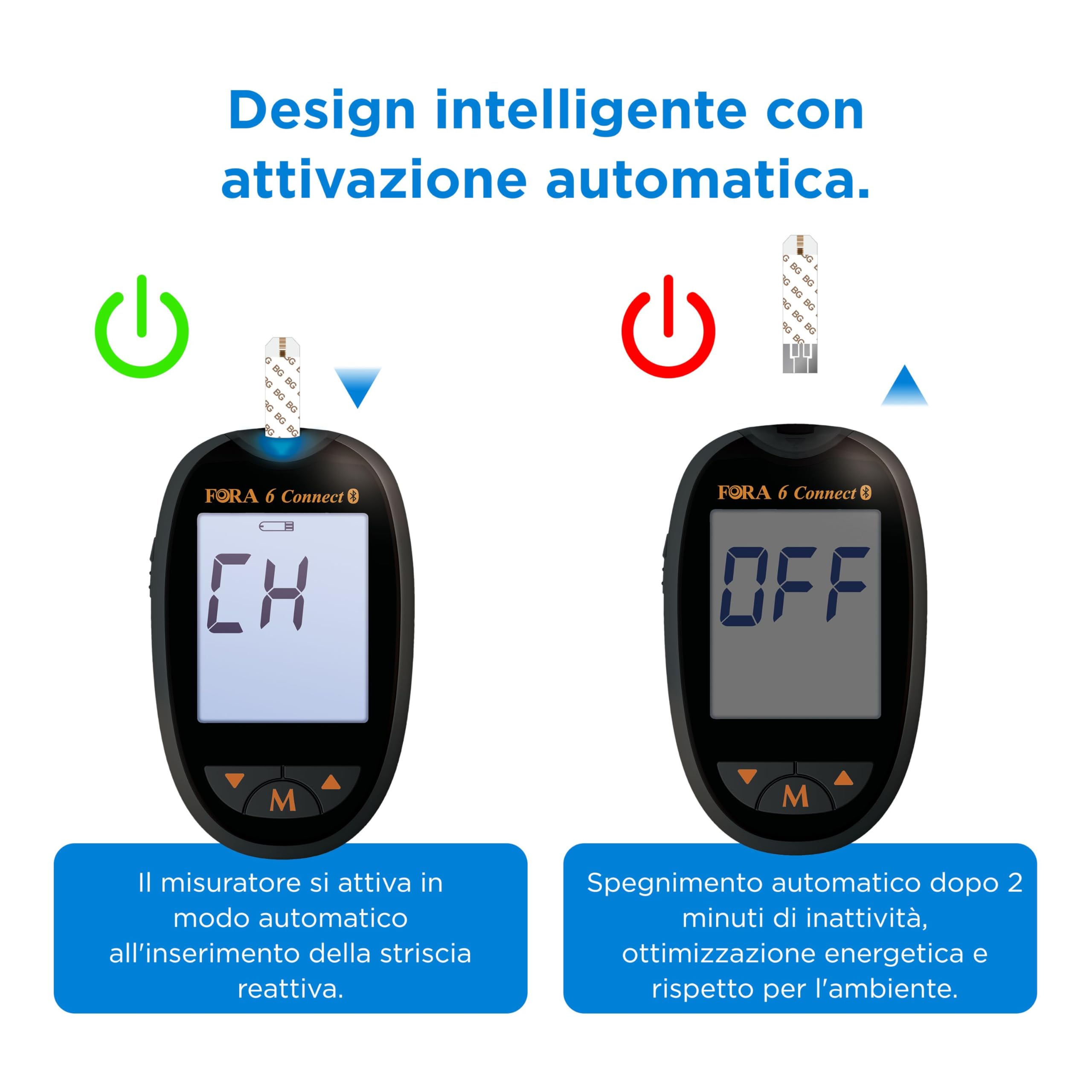 Kit FORA 6 Connect (mg/dl) con 50 Strisce 3-in-1 (Glicemia, Ematocrito, Emoglobina)
